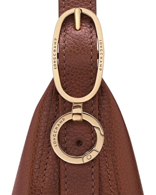 Longchamp Brown Small Le Foulonné Grained-Leather Cross Body Bag