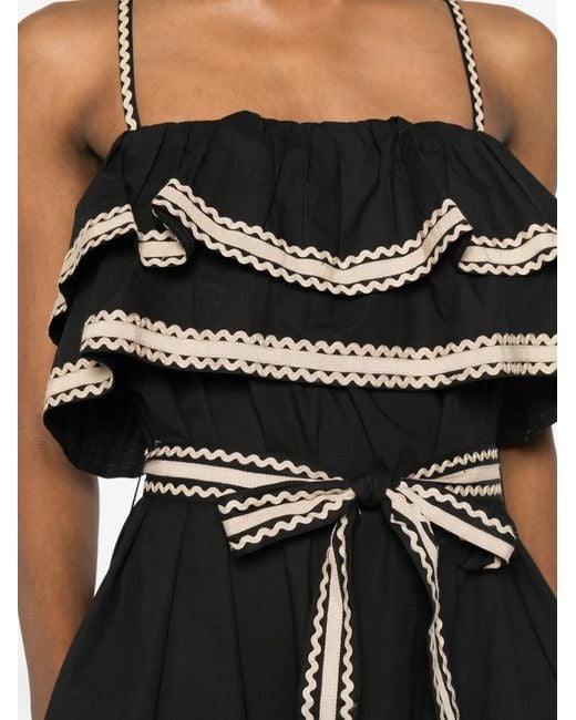 Ulla Johnson Black Lucian Ruffled Midi Dress