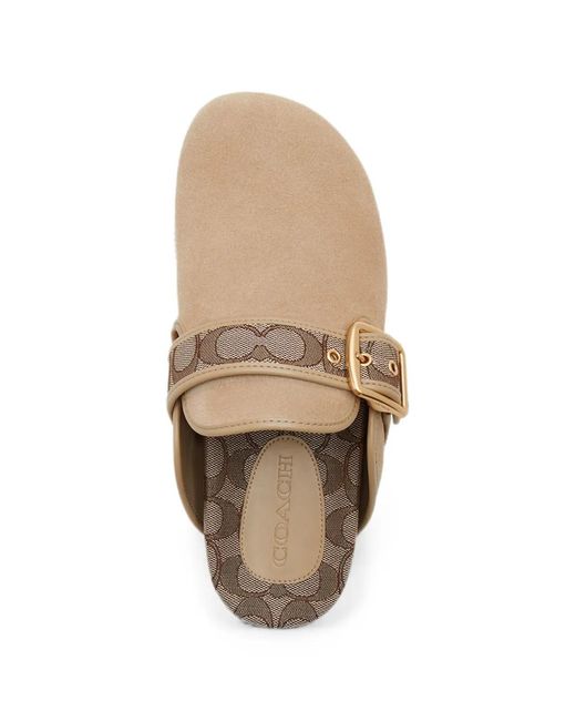 COACH Brown Mules À Motif Monogrammé Et Boucle