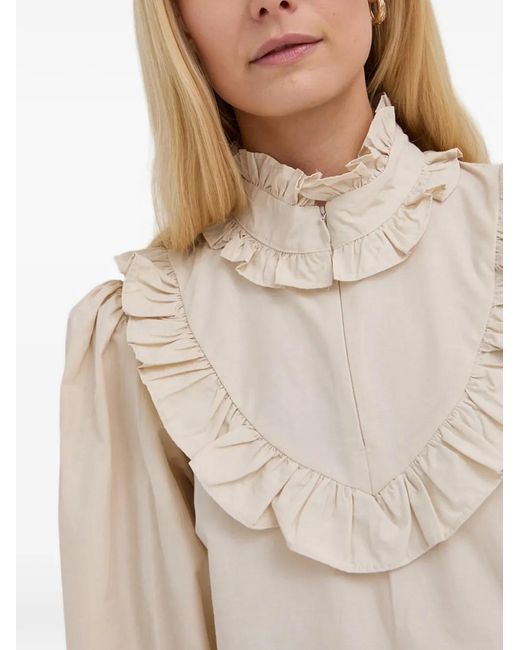Gestuz Natural Ruffled-Collar Midi Dress