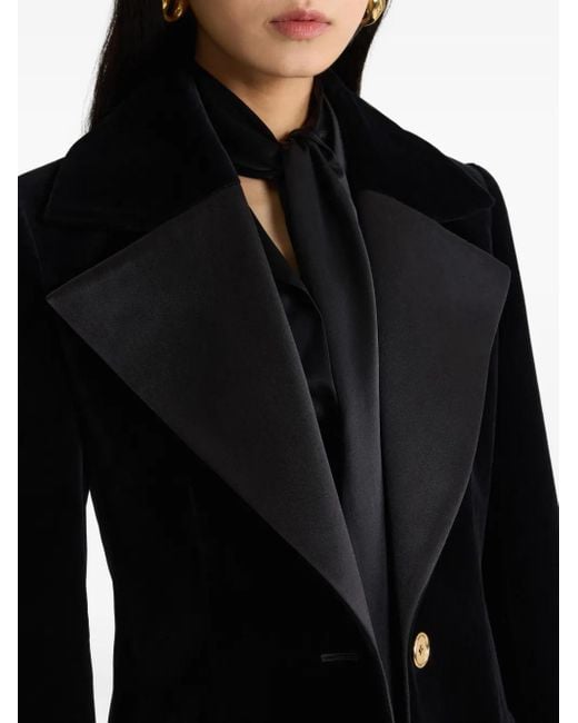 Blazer de terciopelo con solapas de satén Patou de color Black