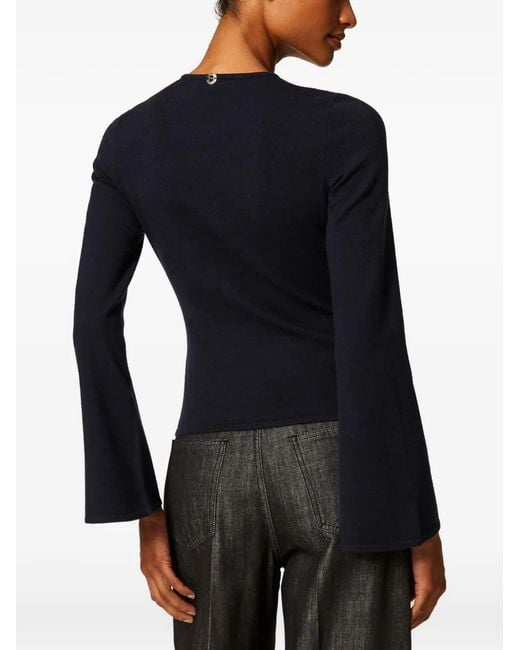 Twinset Blue Fitted Jumper With Ruffles