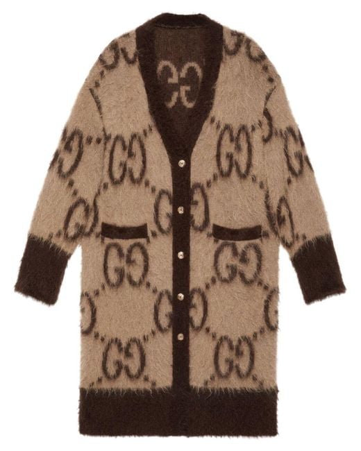 Gucci Brown GG-jacquard Brushed Cardi-coat