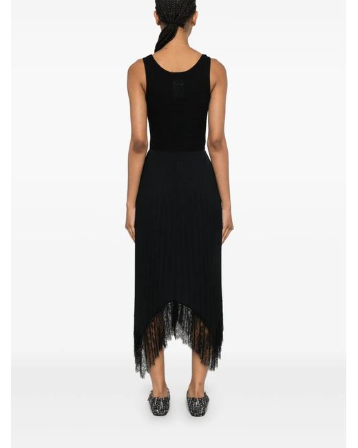 Nissa Black Pleated-Skirt Midi Dress