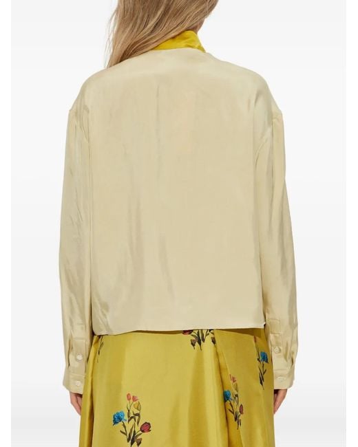 Marni Yellow Satin-Bow Blouse