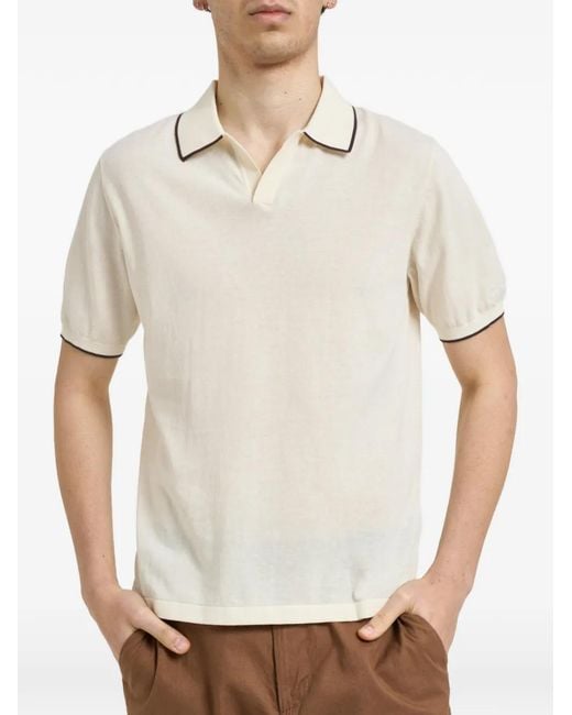 Mc2 Saint Barth White Sloan Contrast-Trim Polo Collar T-Shirt for men