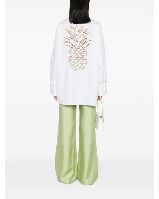 Dorothee Schumacher White Pineapple Embroidery Oversized Shirt