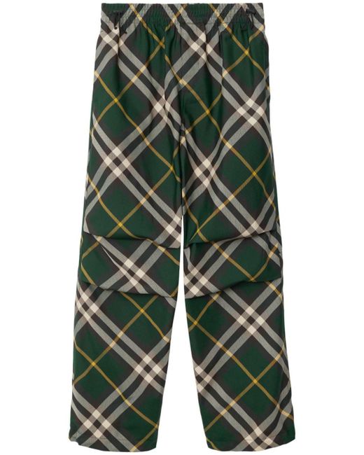 Pantalone Check di Burberry in Green da Uomo