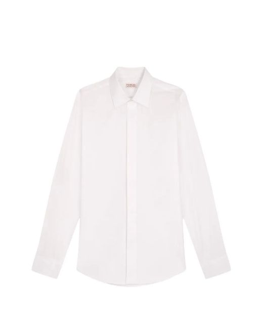 Fursac White Concealed-Placket Long-Sleeve Shirt for men
