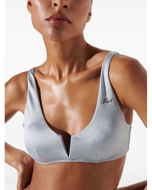 Karl Lagerfeld Blue Metallic Bikini Top