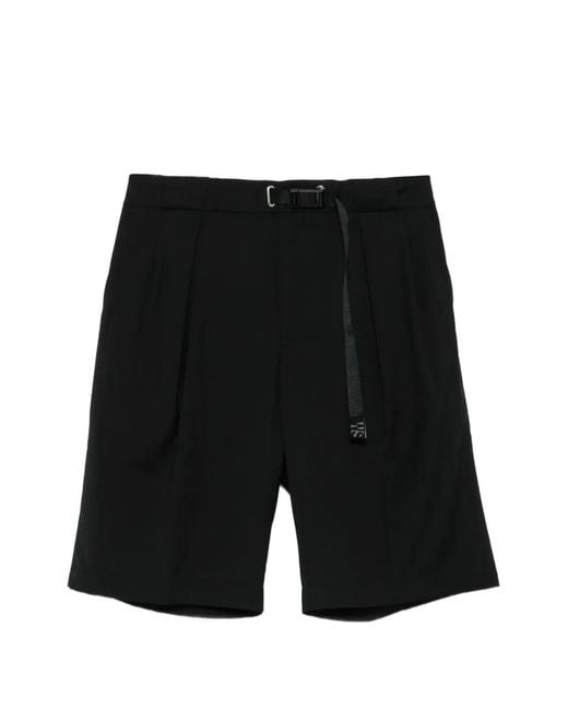 White Sand Black Pleated Shorts for men