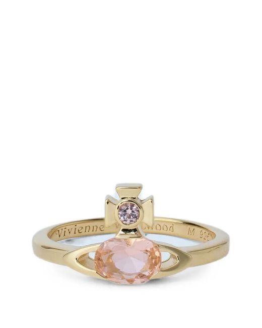 Vivienne Westwood White Allie Orb Crystal-Embellished Ring