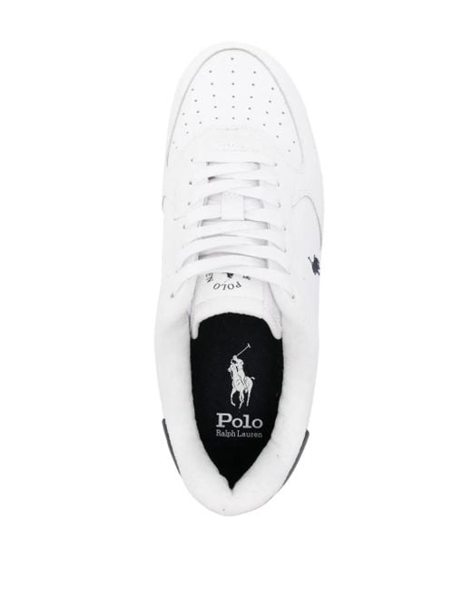 Polo Ralph Lauren White Masters Court Logo-Embroidered Leather Sneakers for men