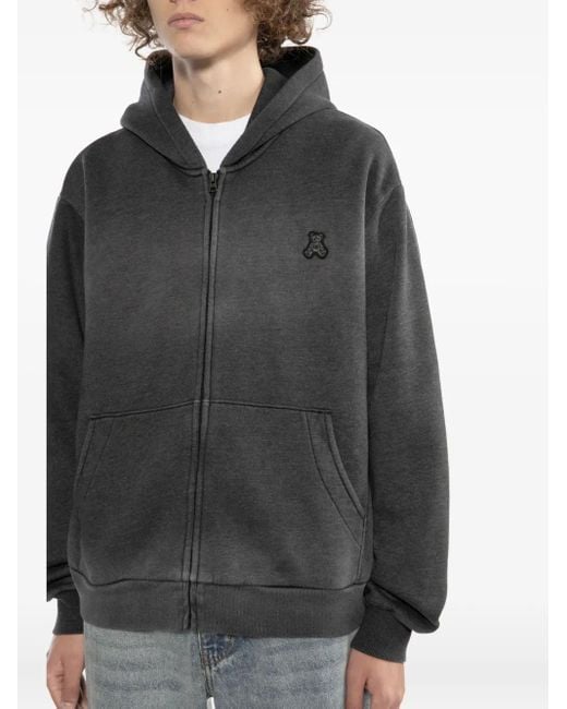 Izzue Gray Bear-Embroidered Hoodie for men