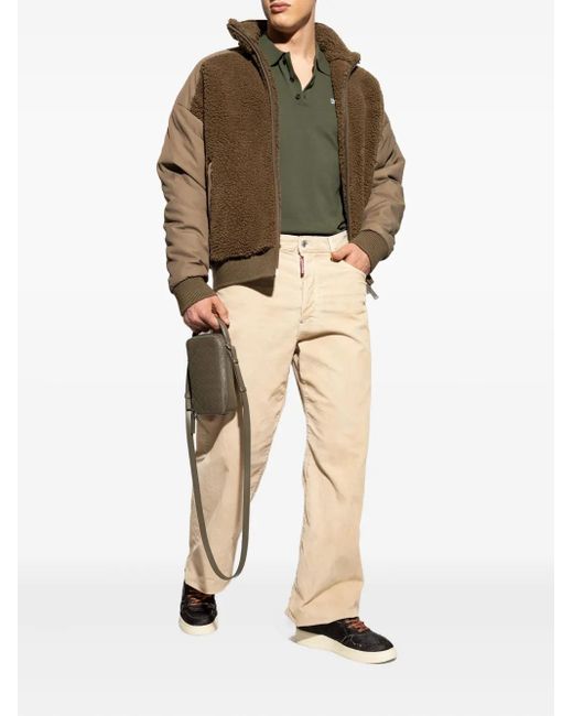 DSquared² Brown Teddy-Panelled Bomber Jacket for men