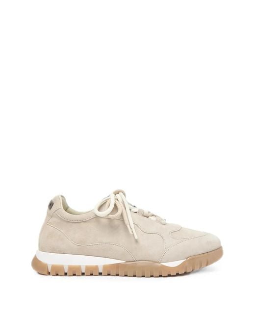 Peserico White Panelled Suede Sneakers