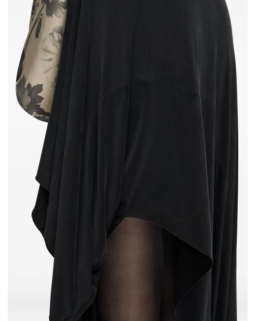 Maison Margiela Black Draped Asymmetric Midi Skirt