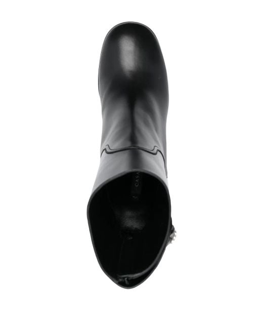 Casadei Black 90Mm Block-Heel Leather Boots