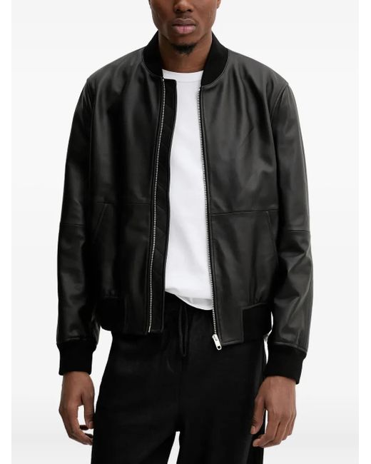 Bally Black Leather Bomber Jacket for men