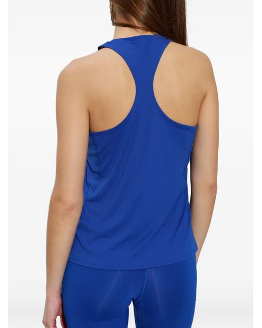 Adidas Blue Adizero Logo-Print Tank Top