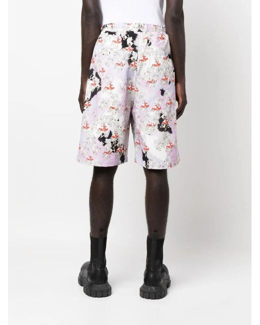 Garbage TV Purple Graphic-Print Track Shorts for men