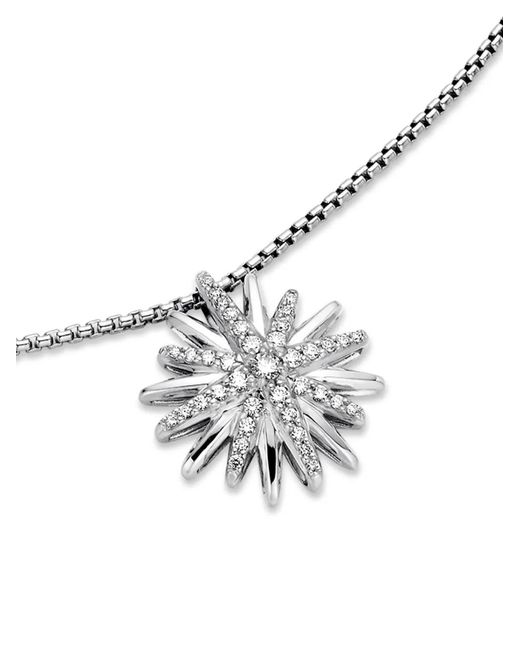 David Yurman White Sterling Starburst Diamond Pendant Necklace (19Mm)
