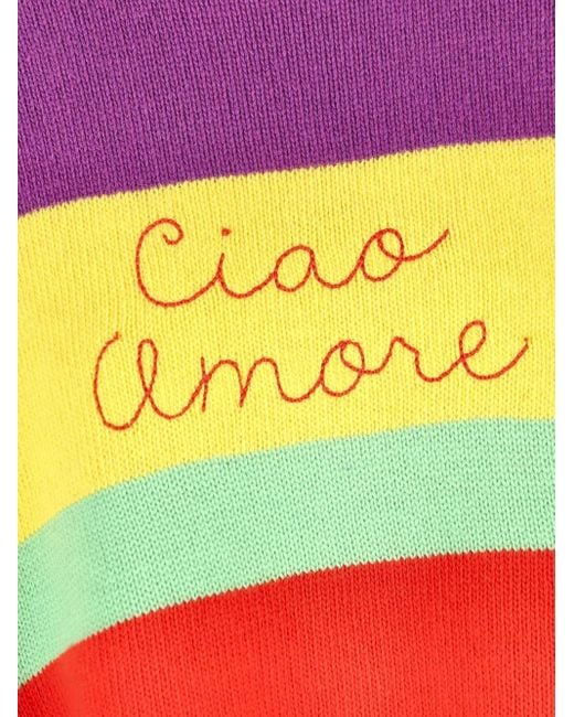 Giada Benincasa Purple Striped Embroidered Sweater