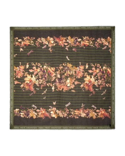 Jean Paul Gaultier Metallic Floral Striped Scarf