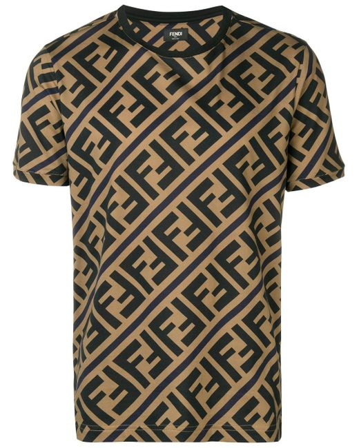 Camiseta con monograma FF Fendi de hombre de color Brown