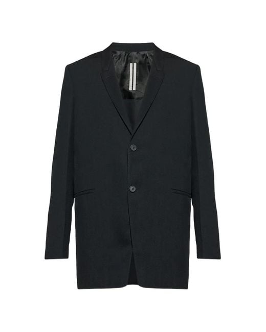 Rick Owens Black Single-Breasted Blazer for men