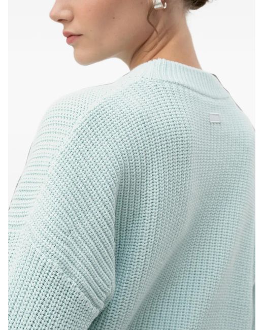 HUGO Blue Ribbed-Knit Drop-Shoulder Sweater