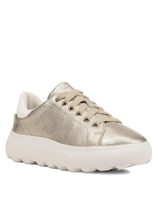 Geox Natural Spherica Ec 4.1 Metallic-Leather Lace-Up Sneakers