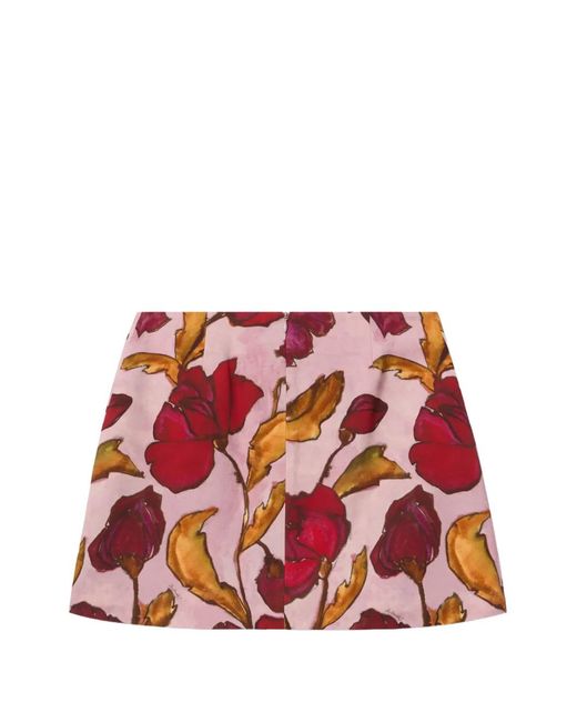 LaDoubleJ Red Floral Mini Skirt