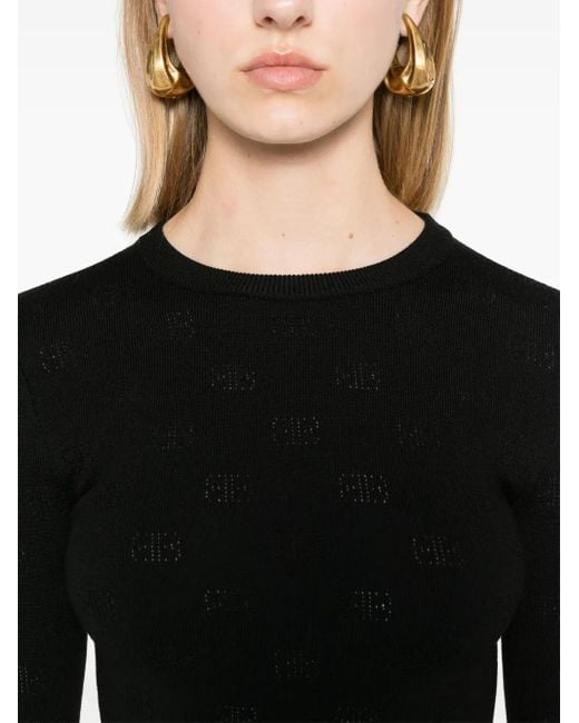 Balenciaga Black Open-Knit Wool Top
