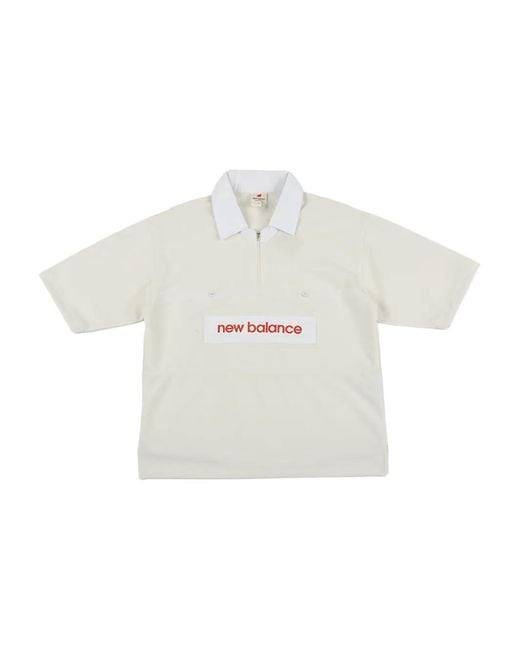 New Balance White Zip Polo Shirt for men