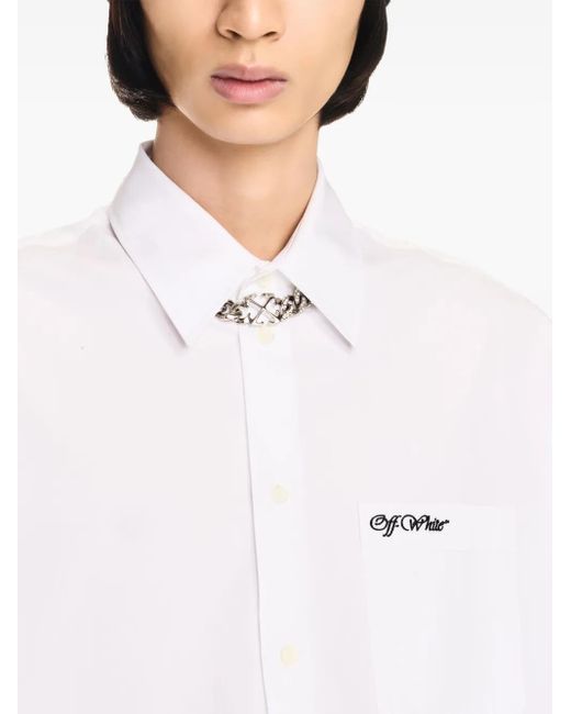Off-White c/o Virgil Abloh White College Cotton-Poplin Oversize Shirt for men