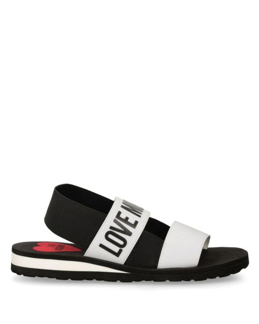 Love Moschino Black Logo-Print Sandals