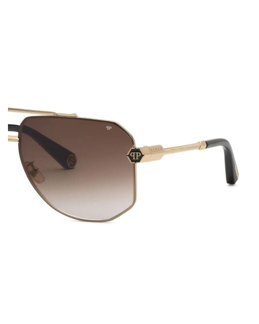 Philipp Plein Brown Geometric-Frame Sunglasses for men