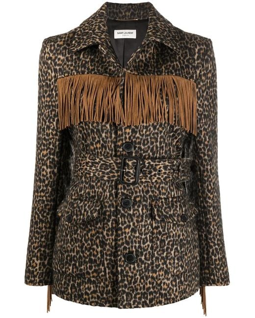 Saint Laurent Multicolor Leopard Print Tasselled Jacket