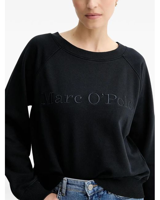 Marc O' Polo Black Embroidered-Logo Sweatshirt