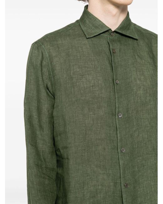 Paul Smith Leinenhemd mit Ziernähten in Green für Herren