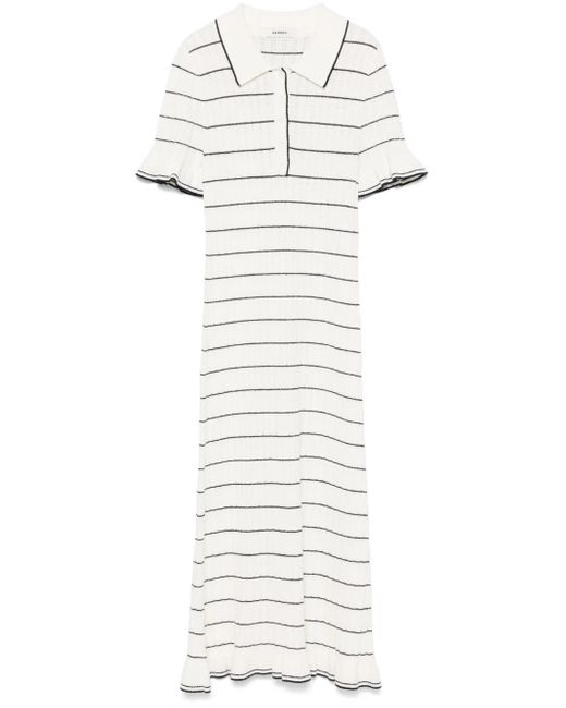 Sandro White Striped Knitted Dress