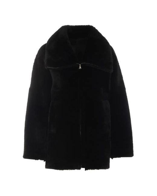 Blancha Black Zip-Up Shearling Jacket