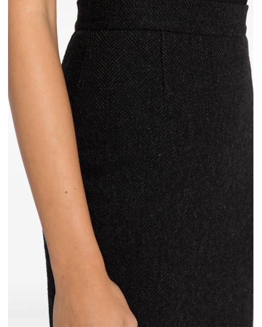 Jil Sander Black High-Waist Herringbone Skirt