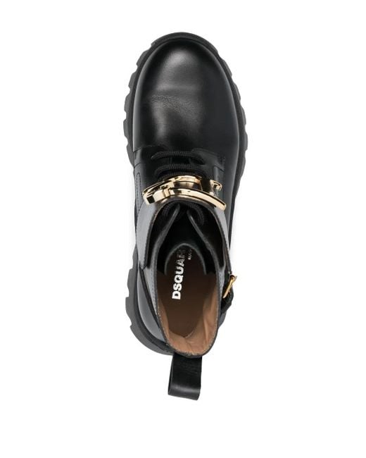 DSquared² Black Logo Plaque Ankle Boots