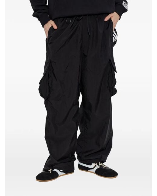 Y-3 Gestreepte Cargo Broek in het Black