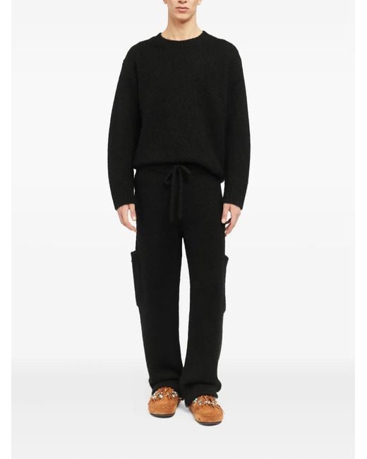Alanui Black Drawstring Knitted Trousers for men