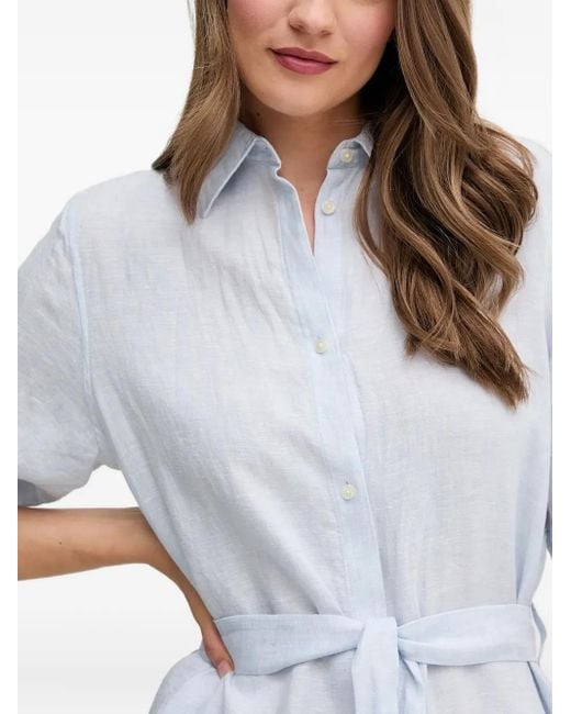 Gant White Belted Shirt Midi Dress