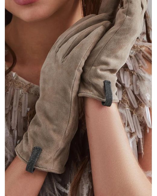 Brunello Cucinelli Natural Suede Gloves