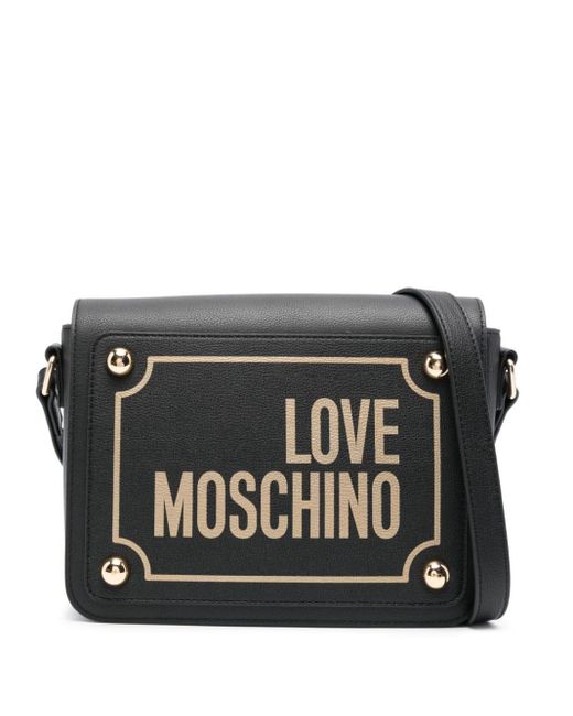 Sac à bandoulière en cuir à logo imprimé Love Moschino en coloris Black
